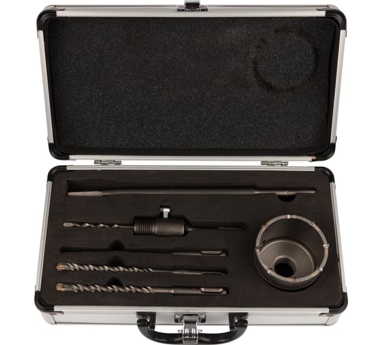 Изображение товара Набор для установки подрозетников KRANZ SDS PLUS, 68 мм, 5 предметов в кейсе KR-91-0431