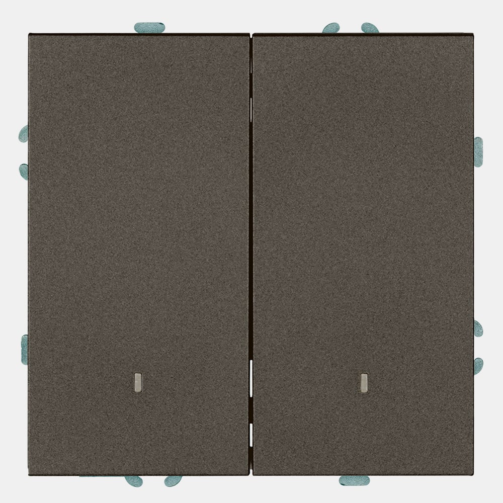 Изображение товара Выключатель 2-клавишный STEKKER c индикатором (механизм),, 250В, 10А, серия Эмили, RSW10-5102-09, антрацит, soft touch, 49916