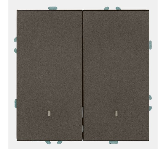 Изображение товара Выключатель 2-клавишный STEKKER c индикатором (механизм),, 250В, 10А, серия Эмили, RSW10-5102-09, антрацит, soft touch, 49916