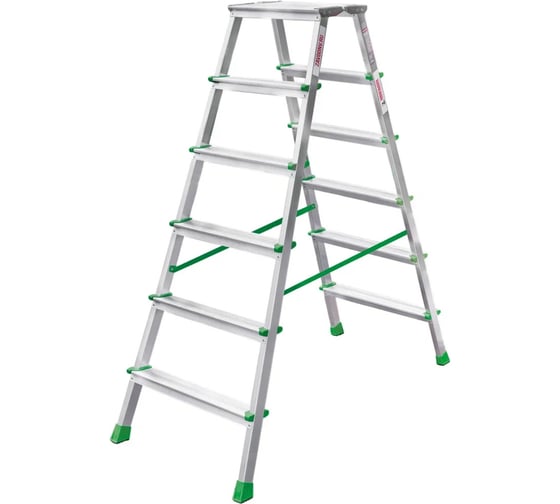 Изображение товара Стремянка алюминиевая двухсторонняя с площадкой Новая Высота 350х260 мм NV2120 2120206