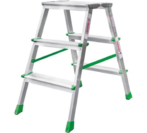Изображение товара Стремянка алюминиевая двухсторонняя с площадкой Новая Высота 350х260 мм NV2120 артикул 2120203