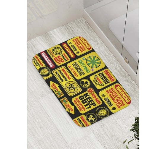Изображение товара Коврик противоскользящий JoyArty "Предупреждение о зомби" для ванной, сауны, бассейна, bath_36424
