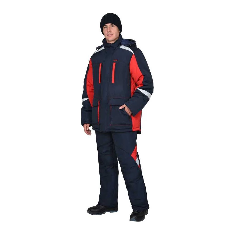 Изображение товара Костюм СИРИУС САТУРН зимний, куртка и брюки, темно-синий с красным