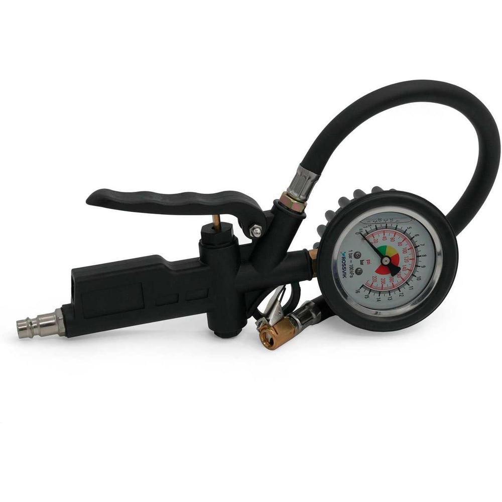 Изображение товара Пистолет накачки с механическим Rossvik гидрозаполненным манометром, 0-16 бар RIG-016G