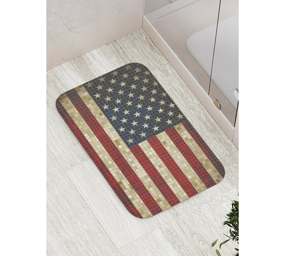 Изображение товара Коврик противоскользящий JoyArty "Мозаичный флаг Америки" для ванной, сауны, бассейна, bath_29710