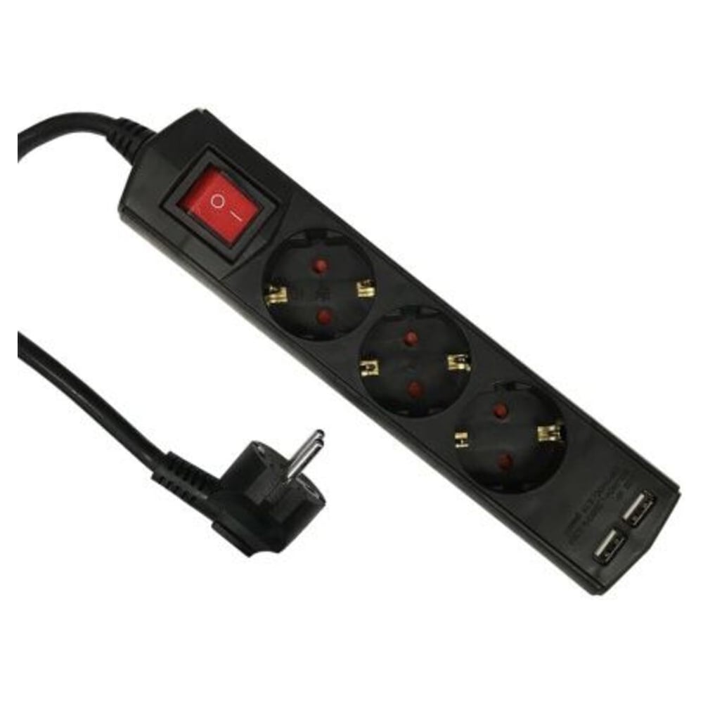 Изображение товара Удлинитель ЕТР с USB 3 гнезда 2м 16А 3,6кВт черный ETP 77028