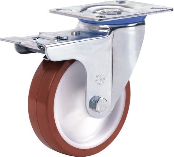 Изображение товара Поворотная колесная опора с площадкой с тормозом ALEX A-3302-MUB-100-F18L