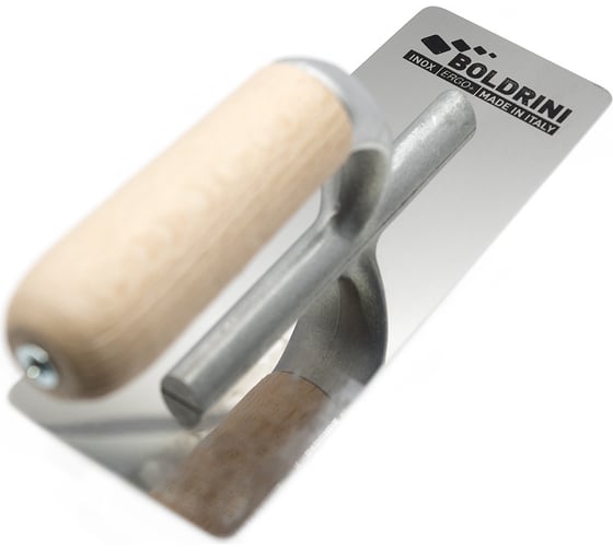 Изображение товара Кельма Boldrini Inox с зеркально-гладкой поверхностью, с деревянной ручкой, 200x80 мм 55814