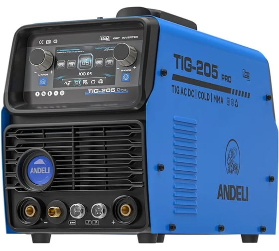 Изображение товара Сварочный аппарат ANDELI TIG-205 PRO ACDC типы сварки TIG(AC-DC)/Lift TIG/COLD/MMA артикул ADL20-501