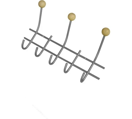 Изображение товара Настенная вешалка Трибатрон НВд-2-5 алюминиевый металлик с деревянными шариками 87612