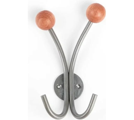 Изображение товара Настенная вешалка Трибатрон НВд-2 алюминиевый металлик с деревянными шариками 87491