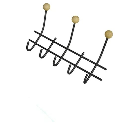 Изображение товара Настенная вешалка Трибатрон НВд-2-5 чёрный муар с деревянными шариками 87620