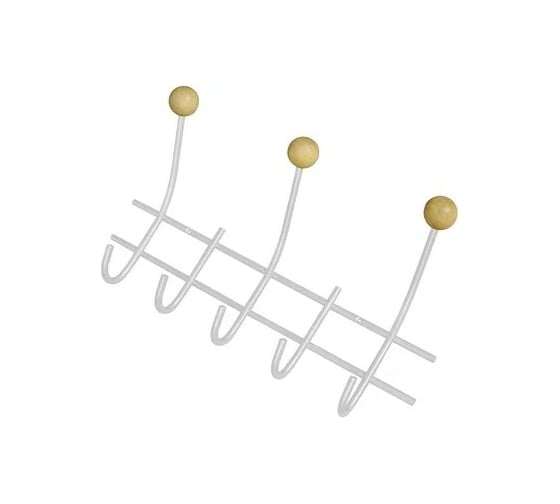Изображение товара Настенная вешалка Трибатрон НВд-2-5 белый с деревянными шариками 87613