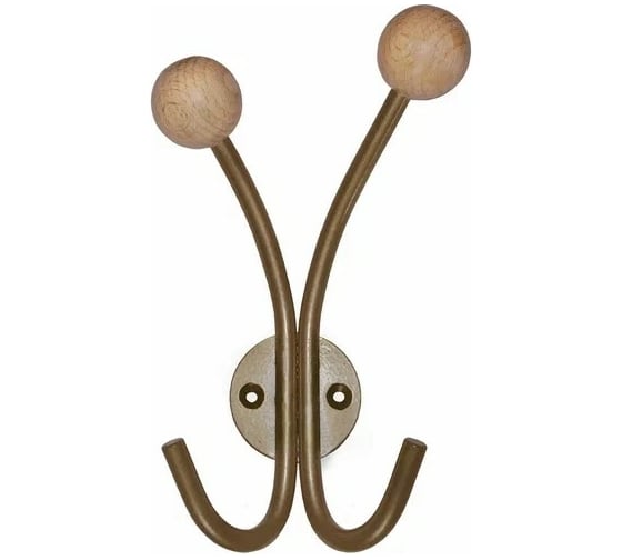 Изображение товара Настенная вешалка Трибатрон НВд-2 бронзовый металлик с деревянными шариками 87494