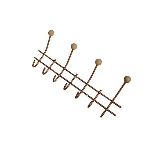 Изображение товара Настенная вешалка Трибатрон НВд-2-7 медный антик с деревянными шариками 87625