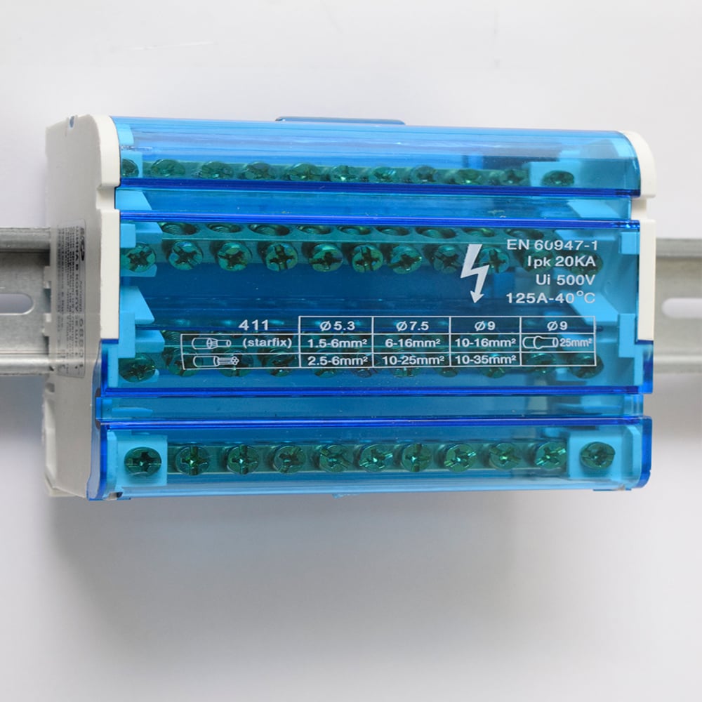Изображение товара Шина заземления в корпусе ETP ШК 411 ЕТР 68804 125 А Din-рейка белая