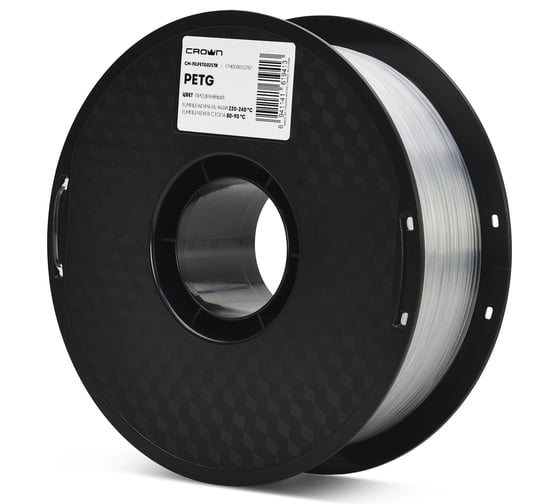 Изображение товара Филамент Crown CM-FILPETG025TR PETG 1.75 1кг прозрачный CM000003752