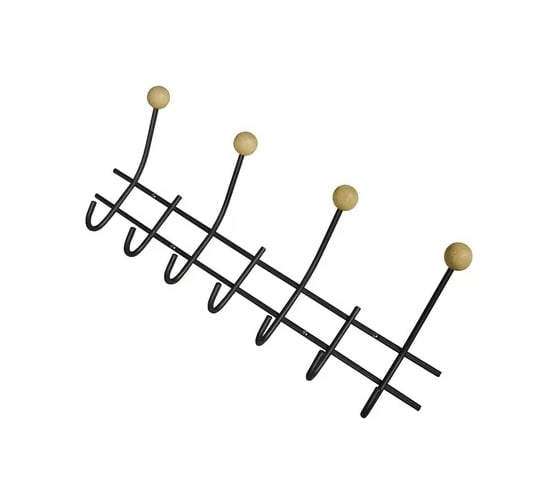 Изображение товара Настенная вешалка Трибатрон НВд-2-7 чёрный муар с деревянными шариками 87627