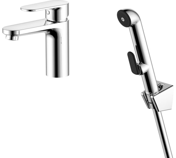 Изображение товара Смеситель для раковины AQUATEK AQ1812CR НИКА 90 без донного клапана с гигиеническим ручным душем 00000143055