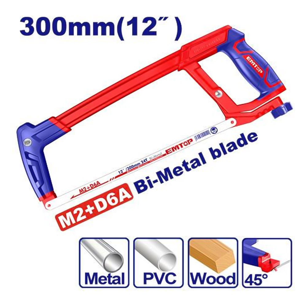 Изображение товара Ножовка по металлу emtop EHFE3004 300 мм биметалл для резки металла