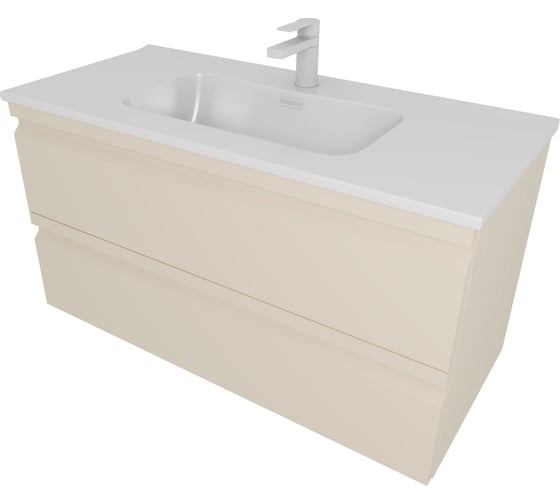 Изображение товара Комплект мебели AQUATEK AQ77100-LCAQUATEK AQ77100-LC тумба 100см ВЕГА с раковиной AQ4100-00, 2 ящика, цвет капучино светлый 00000145033