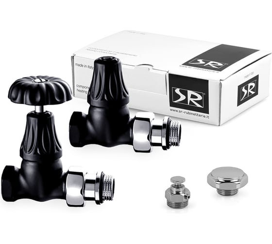 Изображение товара Комплект SR Rubinetterie серия Floral Old Style 1/2", прямой, цвет черный матовый K338-1500VC0S