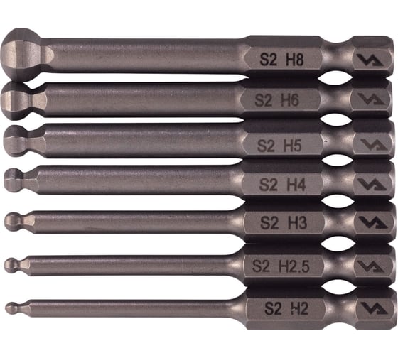 Изображение товара Набор бит VIRA HEX 65 мм, со сферической головкой, 7 шт 303250