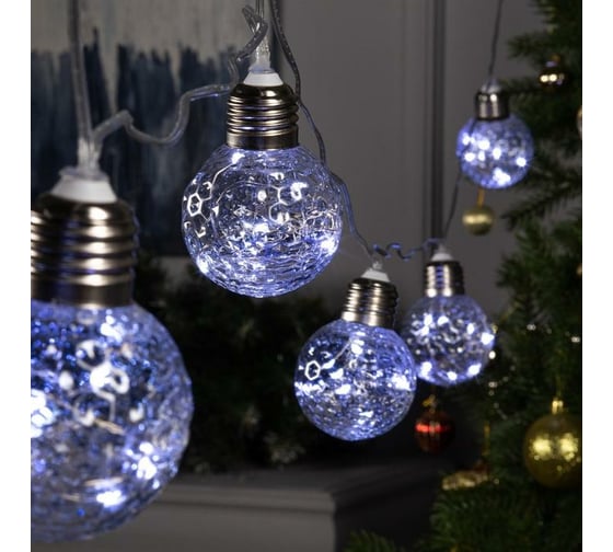 Изображение товара Гирлянда-нить Luazon ROSA, 3 м, лампочки-шары, 5 см, IP20, серебристая нить, LED-80-12V, 8 режимов, белый 6929865