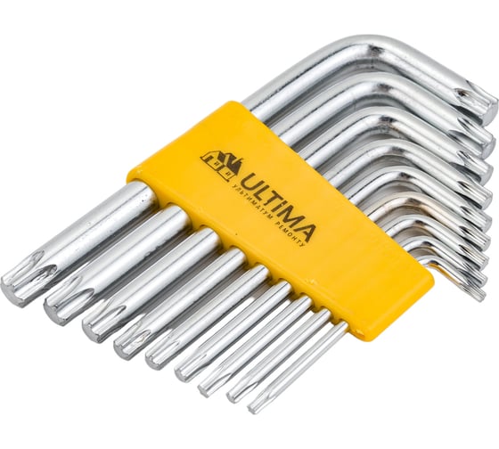 Изображение товара Набор ключей ULTIMA TORX, 9 шт в наборе, CrV, T10-T50, короткие, 122005
