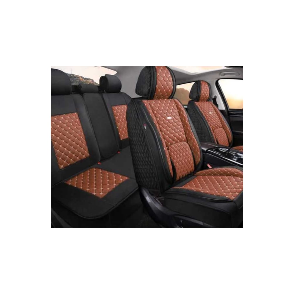 Изображение товара Комплект накидок для салона автомобиля PSV 5D Linum Len черно-коричневый универсальный