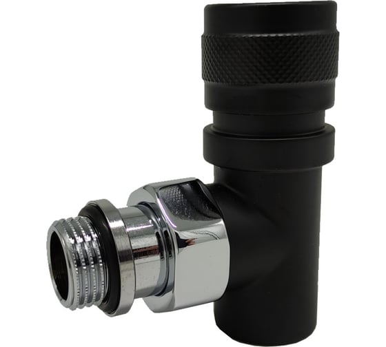 Изображение товара Угловой вентиль на подачу SR Rubinetterie Tondera 1/2", преобразуемый в термостат, черный 0610-1500VC0S