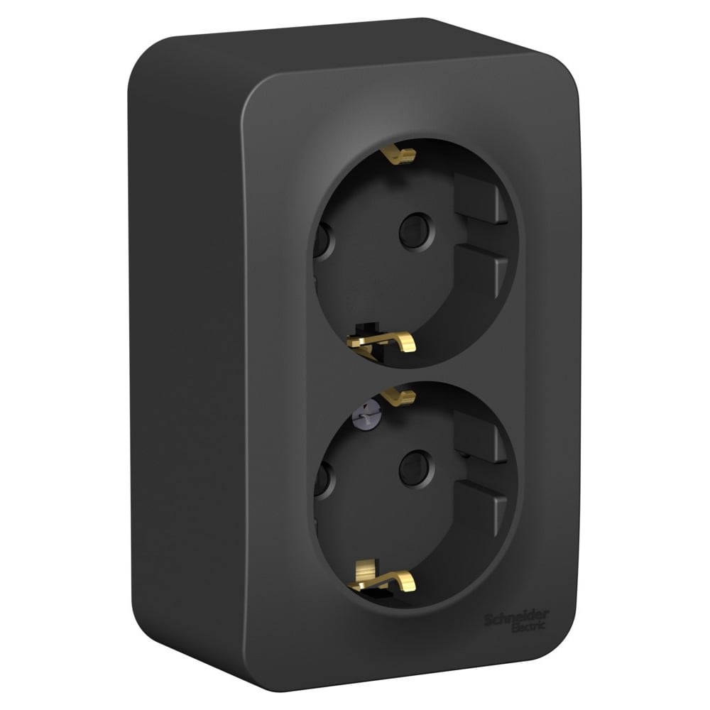 Изображение товара Двойная розетка Schneider Electric Blanca IP20 16А антрацит