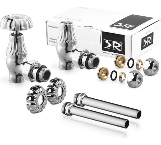 Изображение товара Комплект угловых вентилей SR Rubinetterie Floral Old Style 1/2” x 24/19, цвет хром A339-1500C0P0