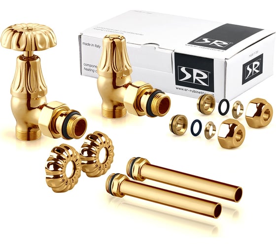 Изображение товара Комплект угловых вентилей SR Rubinetterie Floral Old Style 1/2” x 24/19, цвет золото A339-1500D0P0