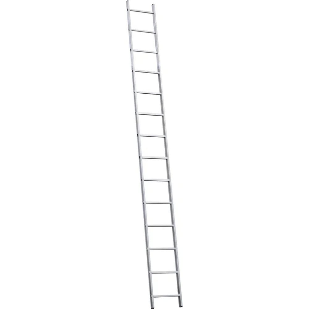 Усиленная односекционная приставная лестница STAIRS лестница приставная 1 секция 14 ступеней алюминий 3 93 м 150 кг alumet 5114