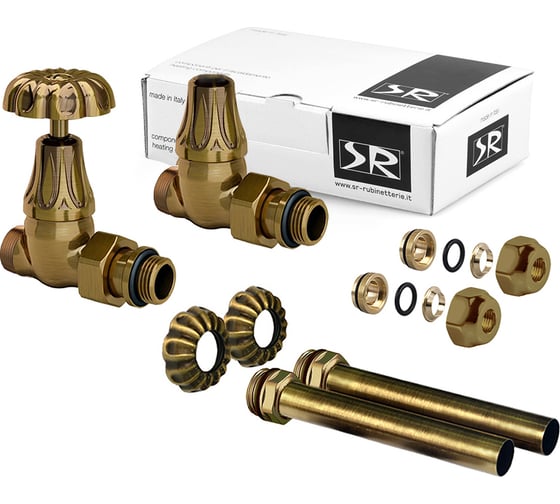 Изображение товара Комплект прямых вентилей SR Rubinetterie Floral Old Style 1/2”x24/19 бронза A340-1500Z000 A340-1500Z0P0