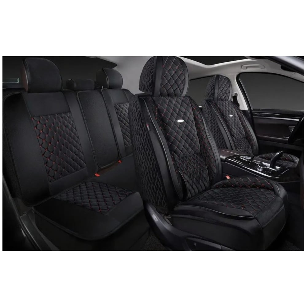 Изображение товара Комплект на весь салон PSV 5D Linum Len черный/отстрочка красная универсальный