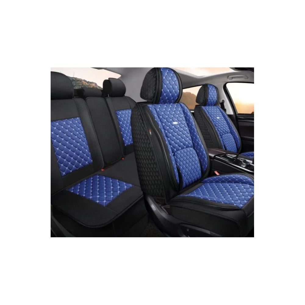 Изображение товара Накидки PSV 5D Linum Len на весь салон черно-синие с белой отстрочкой