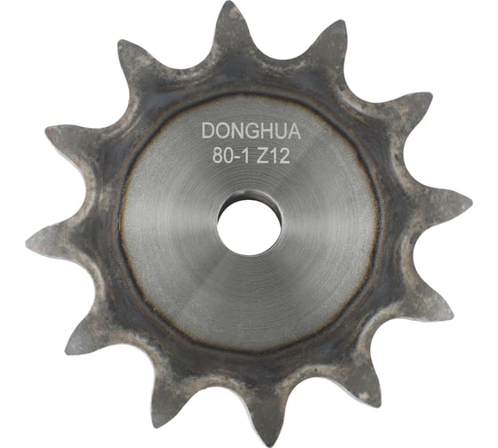 Изображение товара Звездочка со ступицей под расточку DONGHUA 16A-1 Z-12 с калеными зубьями для цепи с шагом 25,4мм (ПР-25,4-60 / 80-1 / 16А-1) 80-1BH12 3460