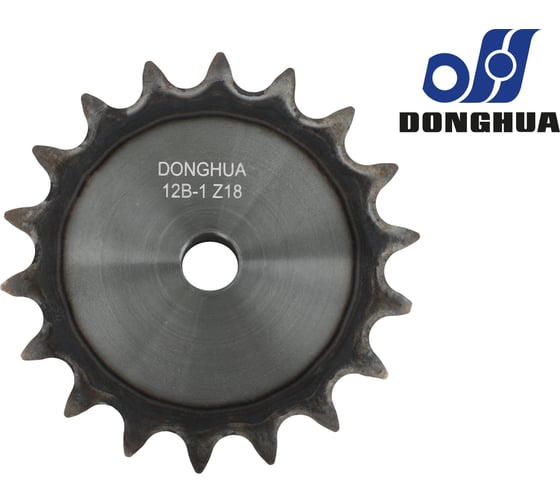 Изображение товара Звездочка со ступицей под расточку DONGHUA 12B-1 Z-18 с калеными зубьями для цепи с шагом 19,05мм (ПР-19,05-60 / 12В-1 / 12А-1) 12B-1BH18 3454