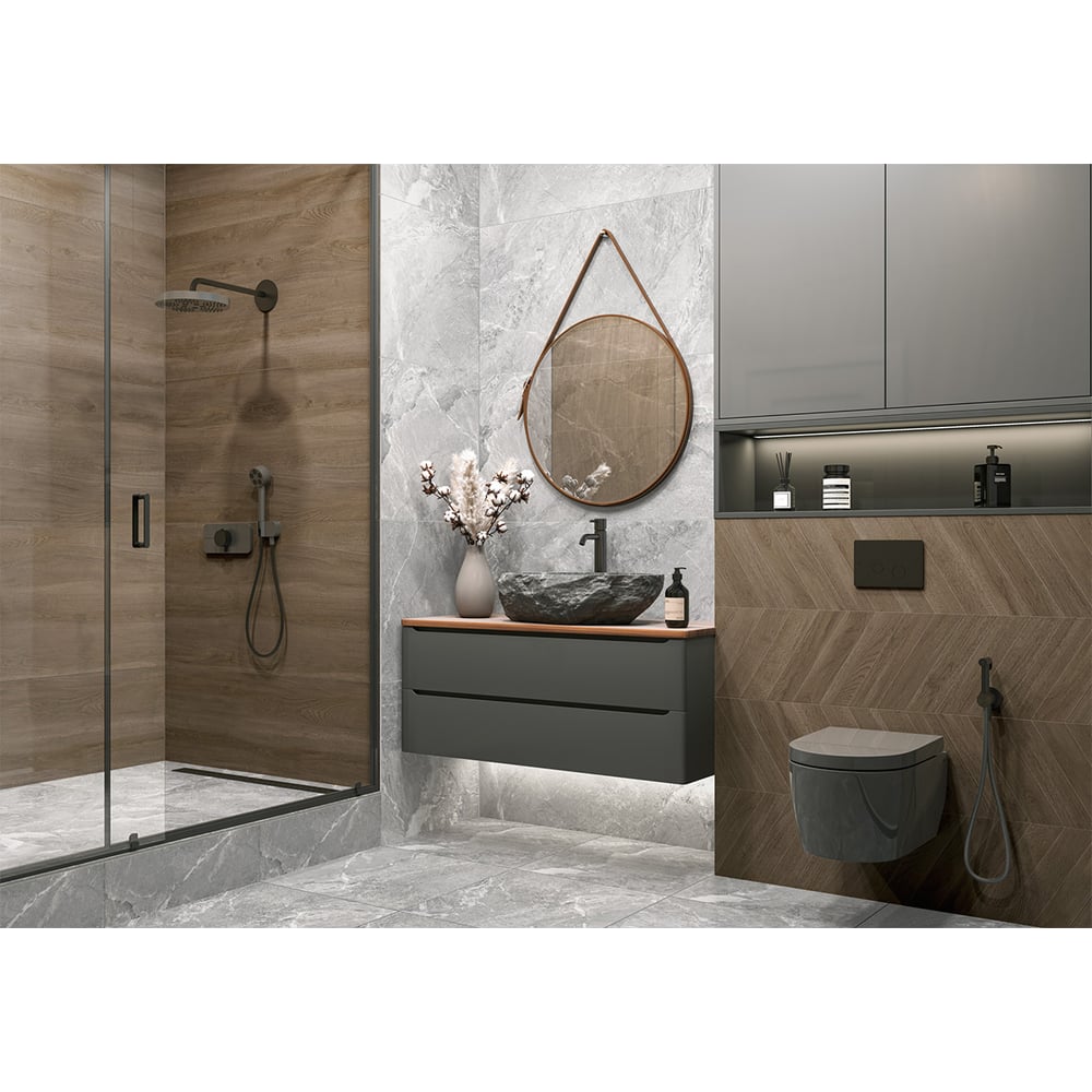 Изображение товара Керамогранит Delacora Walnut Chevron Dark матовый карвинг 1200x600x9,5 1.44м2, 2 шт в уп, коричневый D120249M