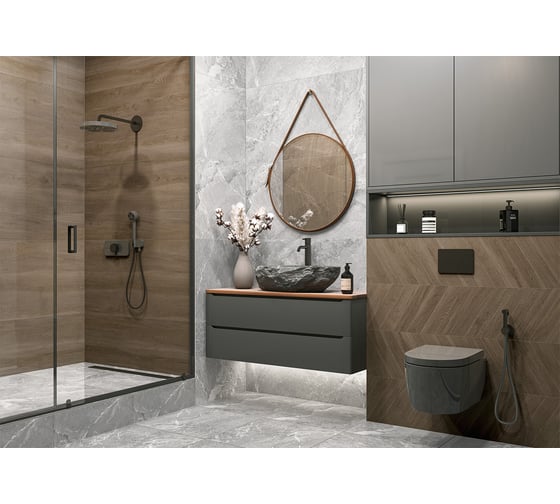 Изображение товара Керамогранит Delacora Walnut Chevron Dark матовый карвинг 1200x600x9,5 1.44м2, 2 шт в уп, коричневый D120249M