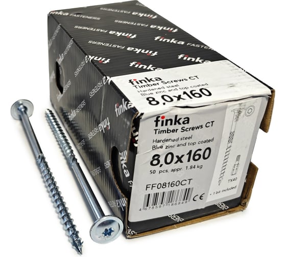 Изображение товара Шурупы конструкционные Finka Timber Screws CT 8,0x160 TX40 (Голубой цинк, тарелка, 50шт) FF08160CT