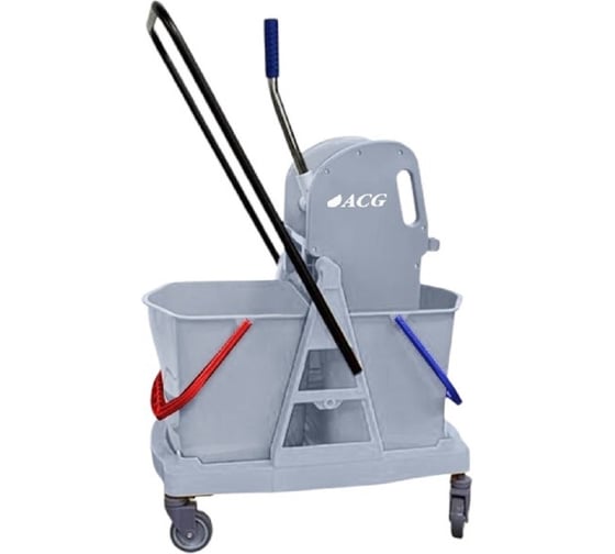 Изображение товара Тележка 2х-ведерная ACG 2х18 л, с отжимом, база пластик, серая 1029640