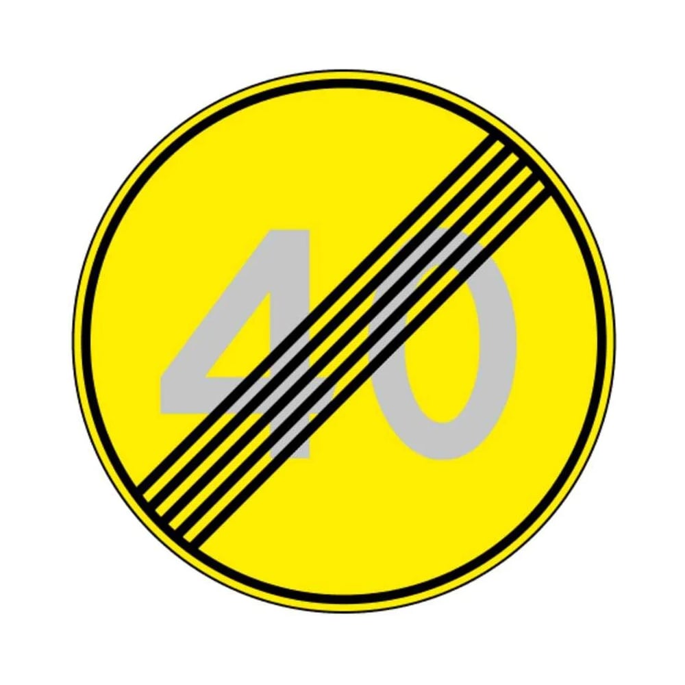 Изображение товара Дорожный знак конец зоны ограничения скорости 40 км металл 700x700 мм желтый