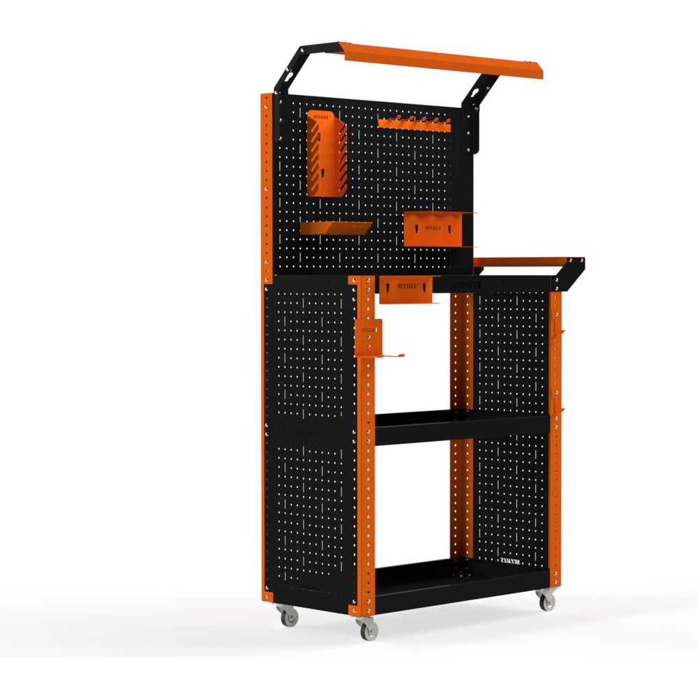 Изображение товара Тележка инструментальная Металекс тип 6 оранжево-черная 3 полки