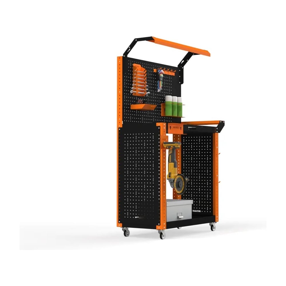 Изображение товара Тележка инструментальная Metalex тип 6 700х450х800 оранжево-черная 2 полки