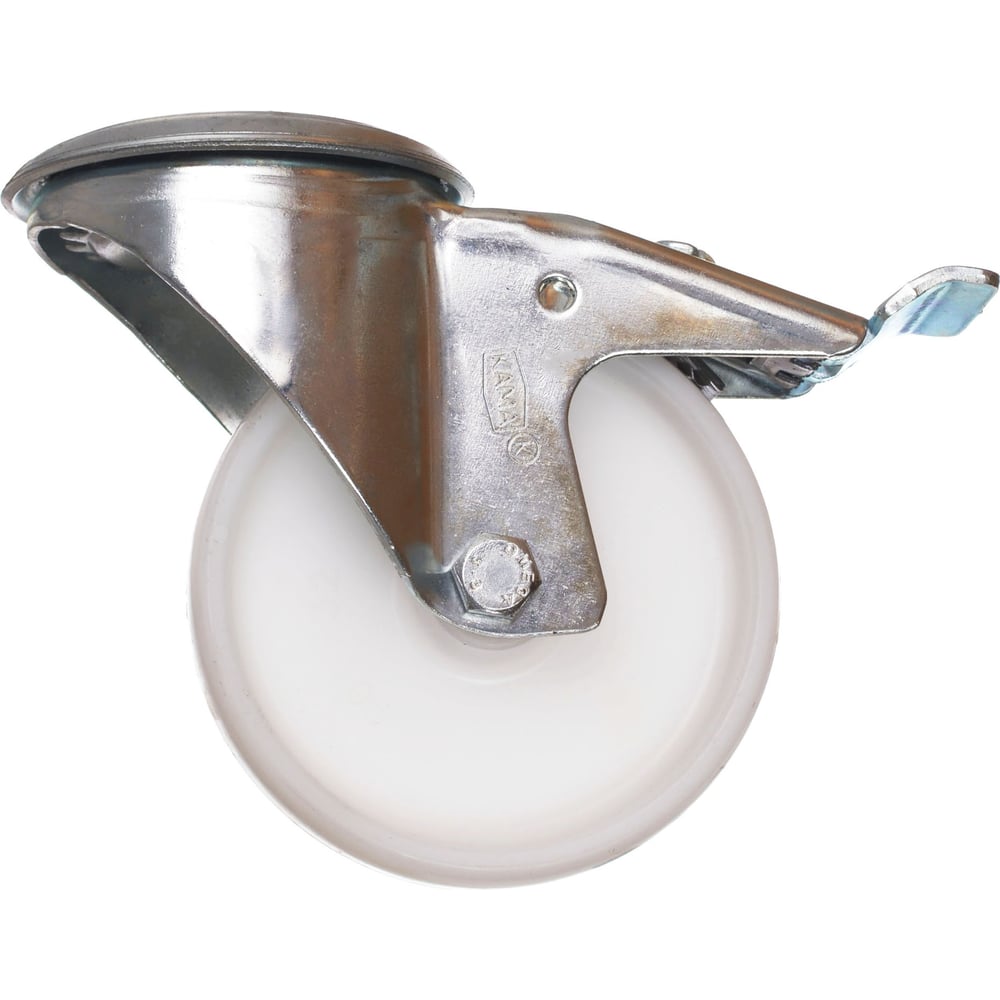 Изображение товара Поворотная колесная опора под болт с тормозом KAMA K-3300-MMB-080-F18 универсальное крепление