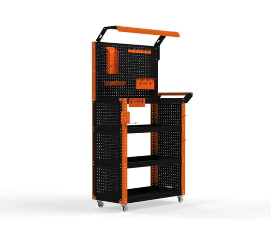 Изображение товара Тележка инструментальная ООО Металекс Metalex тип 6, 700х400х950, 4 полки, оранжево-черный, 118879