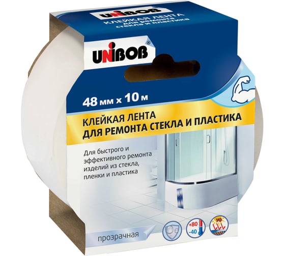 Изображение товара Невидимая клейкая лента Unibob для сращивания стекла и пластика, 48ммх10м 75910